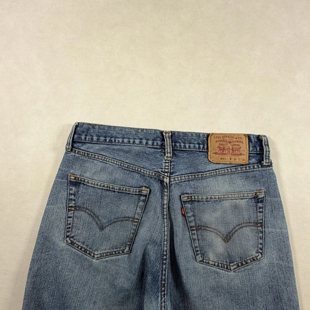 Vintage Levis 511 Slim Fit Jeans Mens 32x34 Blue Denim Straight Leg Cotton